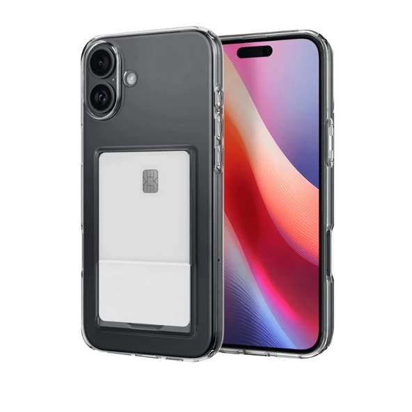 Apple İphone 16 Plus Kılıf Kart Şeffaf Silikon - Şeffaf ürün görseli 1