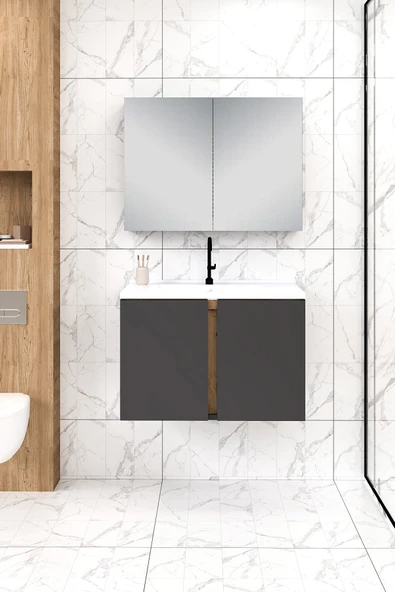 %100 MDF - 80 cm Lavina Banyo Dolabı ürün görseli 1