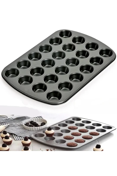 Dükkanönü 2 Adet Metal 24 Bölmeli Dayanıklı Çok Amaçlı Muffin Cupcake Kapkek Tartolet Fırın Kalıbı ürün görseli 1