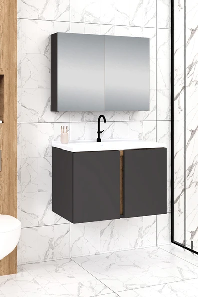%100 MDF - 80 cm Lavina Banyo Dolabı - Resim 3