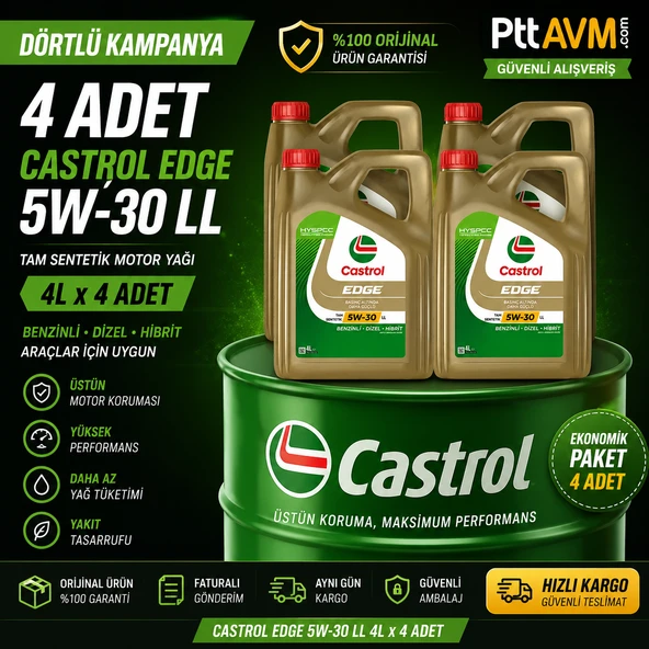 Castrol Edge LL 5w30 4 lt 2023 Motor Yağı 4'Lü Kampanya ürün görseli 1