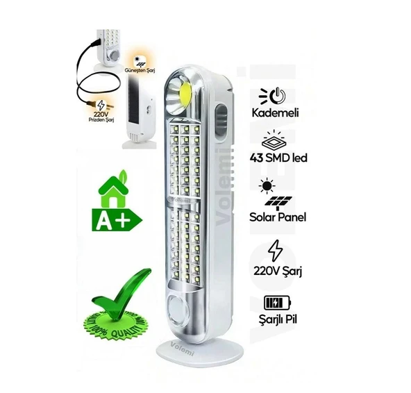 22 cm Solar  Volemi Şarjlı Led Lamba 0053 ürün görseli 1