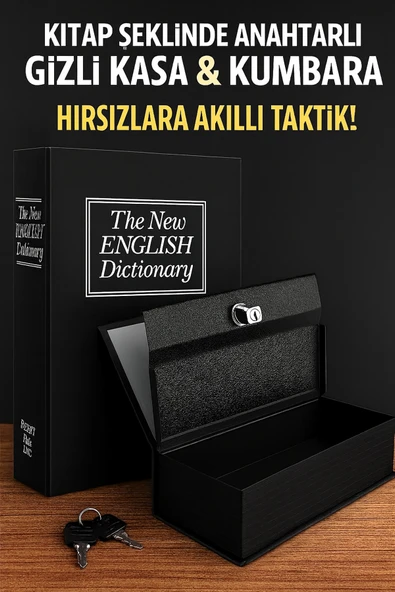 BookSafe Kitap Görünümlü Anahtarlı Gizli KasaKilitli Kumbara  Hırsızlığa Karşı Güvenli Saklama Kutusu ürün görseli 1