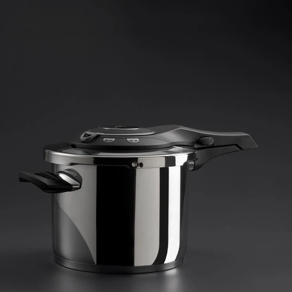 Jumbo Procook 6 Litre Siyah Açık Gri Paslanmaz Çelik Düdüklü Tencere ürün görseli 1