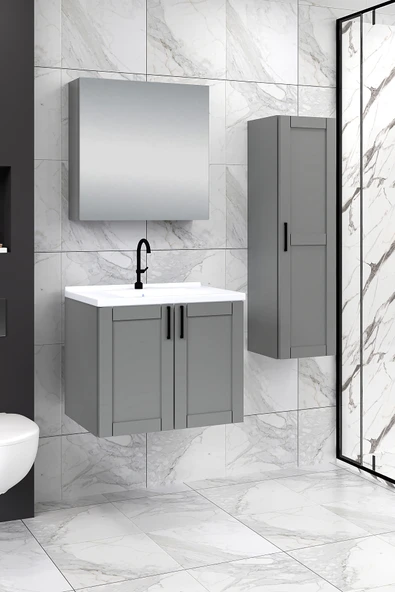 %100 MDF - 65 cm Riva Banyo Dolabı + 30 cm Riva Boy Dolabı ürün görseli 1