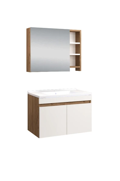 %100 MDF - 80 cm Saura Banyo Dolabı - Resim 4