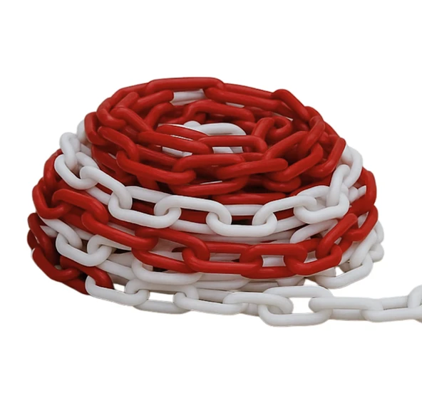 TRAFİK PLASTİK ZİNCİR KIRMIZI BEYAZ 8 MM X 200 MT - 1 KOLİ ürün görseli 1