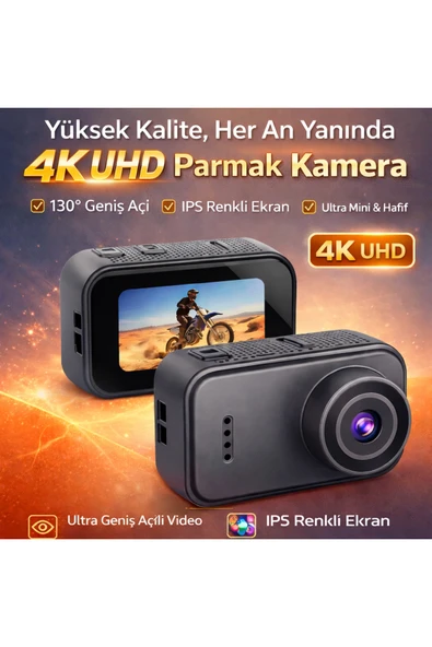 Dimute Shop F2 4K UHD Parmak Kamera 130 Geniş Açı IPS Ekranlı 25g Mini Taşınabilir Cep Kamerası ürün görseli 1