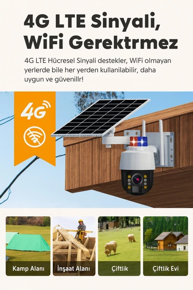 MSYELEKTRONİK Güneş Panelli 5MP 4G Wi-Fi Outdoor Güvenlik Kamerası  Sim Kart Destekli CMR46 ürün görseli 1