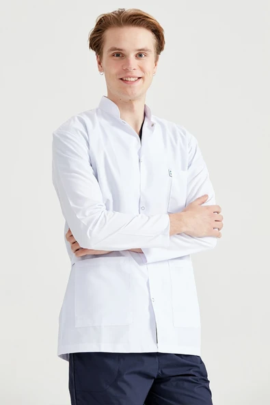 VAYVAYLI Hakim Yaka Ceket Boy Beyaz Erkek Doktor Öğretmen Laboratuvar Önlüğü ürün görseli 1
