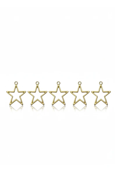 stonechem 5 Adet 3.5 cm Yıldız Gold Zamak Kolye Ucu Epoksi ve Takı Yapımına Uygun ürün görseli 1