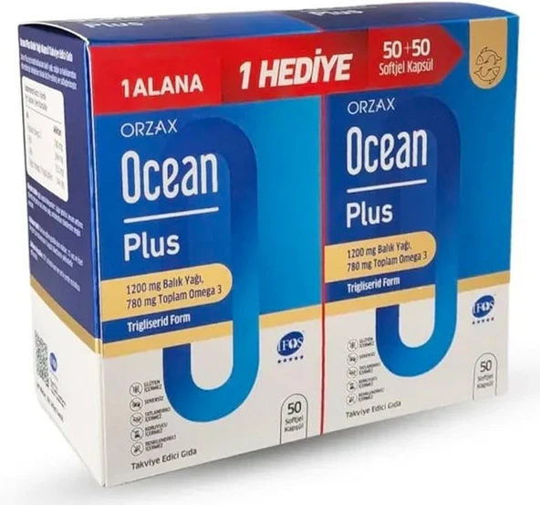 Ocean Plus 1200 mg 50+50 Softjel Kapsül - 1 Alana 1 Hediye ürün görseli 1