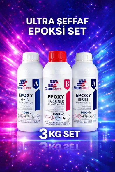stonechem Ultra Şeffaf Epoksi Reçine 3 Kg Hobi,ahşap,tepsi,magnet Yapımı Için (SÜRPRİZ HEDİYE) ürün görseli 1