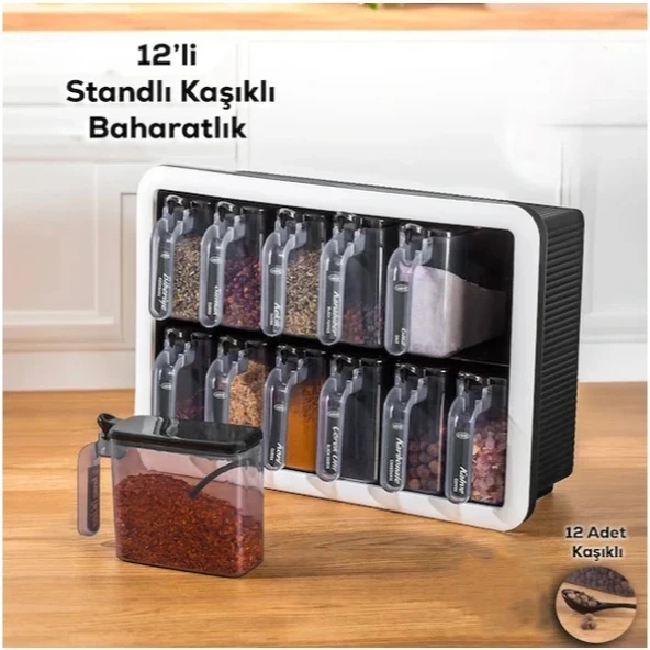 Vexor 12'li Standlı Kaşıklı Baharatlık Seti ürün görseli 1