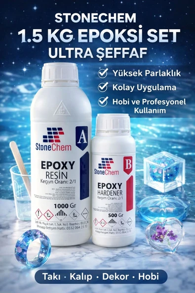 stonechem Ultra Şeffaf Hobi Epoksi 1,5 Kg Hobi,ahşap,tepsi,magnet Yapımı Için (SÜRPRİZ HEDİYE) ürün görseli 1