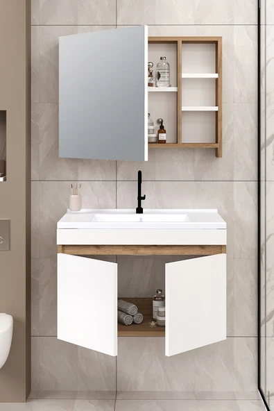 %100 MDF - 80 cm Saura Banyo Dolabı - Resim 3