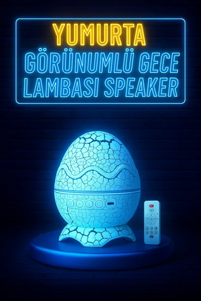 MSYELEKTRONİK Dinozor Yumurtası Şeklinde Bluetooth Hoparlör  Gece LambasıMüzik Işık ve Sihir Bir Arada! ürün görseli 1
