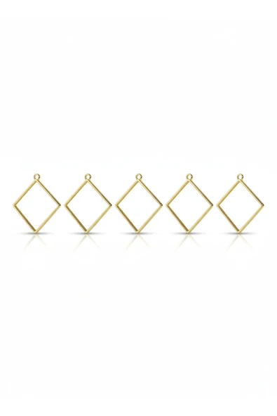 stonechem 3.5 cm Dörtgen Gold Zamak Kolye Ucu Epoksi ve Takı Yapımına Uygun ürün görseli 1