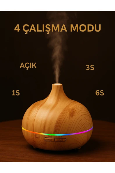 MSYELEKTRONİK 550 ML Işıklı Ultrasonik Hava NemlendiriciSessiz Buhar Makinesi  Aroma Difüzör ürün görseli 1
