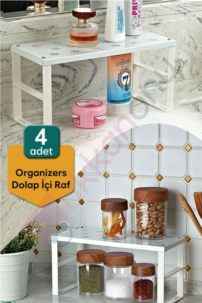 Dükkanönü 4 Adet Küçük Organizer Dolap Içi Düzenleyici Raf, Bardak Rafı, Düzenleme Rafı Org-02 ürün görseli 1