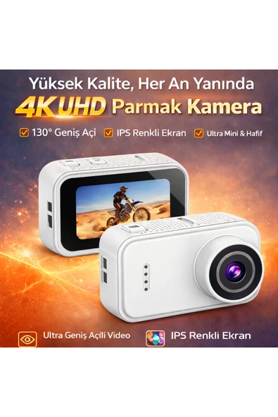 Dimute Shop F2 4K UHD Parmak Kamera 130 Geniş Açı IPS Ekranlı 25g Mini Taşınabilir Cep Kamerası ürün görseli 1