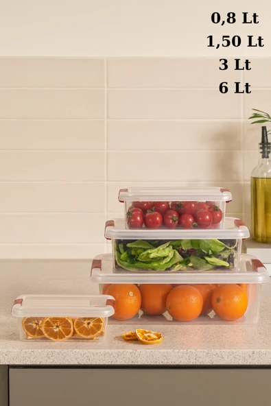 Dükkanönü Fresh & Clink Saklama Kabı Set (4'LÜ) 0,80 Lt. X 1,50 Lt. X 3,00 Lt 6,00 Lt Org-466 ürün görseli 1