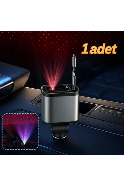 MSYELEKTRONİK 120W Süper Hızlı Araç Şarj Cihazı  4'ü 1 Arada  Type-C  Lightning Kablolu  Evrensel Araç Uyumu ürün görseli 1