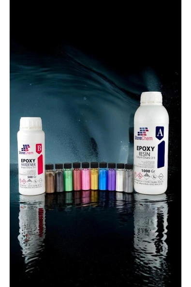 stonechem Ultra Şeffaf Reçine 1,5 Kg Epoxy Sedefli Pigment 10 Renk 15 ml Hobi Sanat Tepsi Magnet Ahşap Için ürün görseli 1