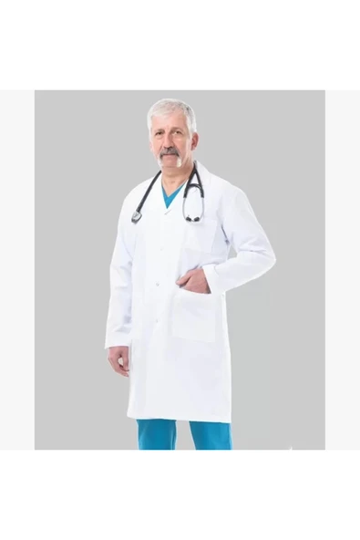 VAYVAYLI Gömlek Yaka Orta Boy Beyaz Erkek Doktor Öğretmen Laboratuvar Önlüğü ürün görseli 1