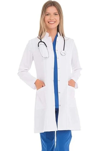 VAYVAYLI Hakim Yaka Orta Boy Beyaz Kadın Doktor Öğretmen Laboratuvar Önlüğü ürün görseli 1