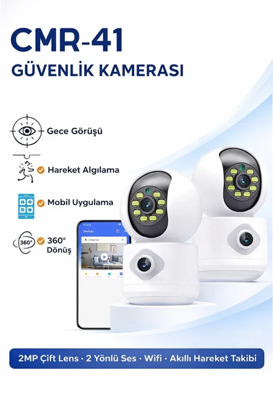 Dimute Shop INT-CMR41 2MP Çift Lens Bebek Kamerası2 Yönlü Ses Mobil Uygulama Destekli Güvenlik Kamerası ürün görseli 1
