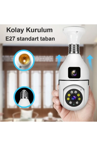 Dimute Shop Ampul Tipi WiFi Güvenlik KamerasıDuy Girişli Hareket Algılamalı Gece Görüşlü Uzaktan İzleme ürün görseli 1