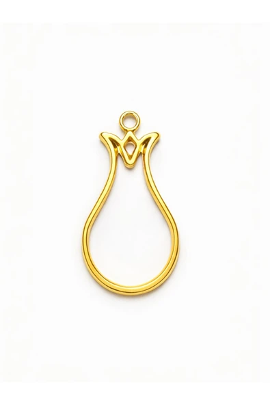 stonechem 3.5 cm Lale Gold Zamak Kolye Ucu Epoksi ve Takı Yapımına Uygun (5Adet) ürün görseli 1