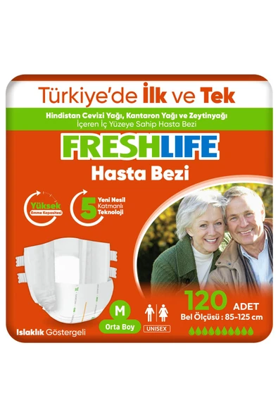 Freshlife 4'lü Medium Bel Bantlı Yetişkin Hasta Bezi 30x4 (120 Adet) ürün görseli 1
