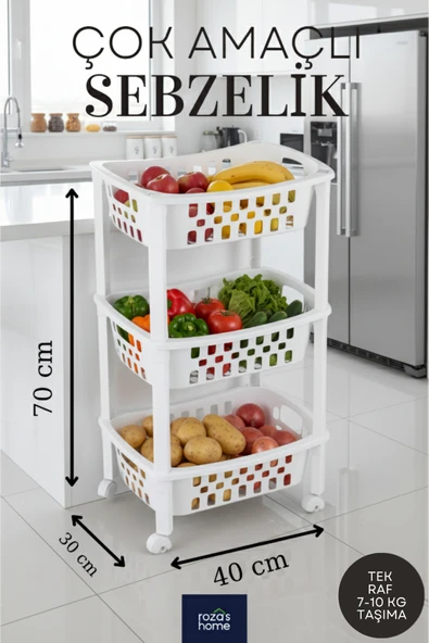 Dükkanönü Multi 3 Katlı Sepet Düzenleyici 40 x 29,5 x 70 cm Org-78 ürün görseli 1