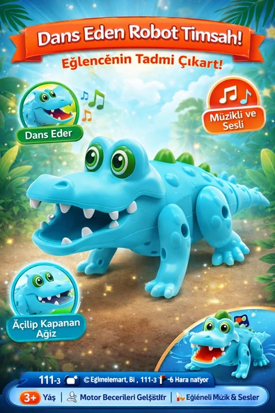 Dans Eden Robot Timsah Eğlence Hareket ve Kahkaha Bir Arada Dansçı Crocodile ürün görseli 1