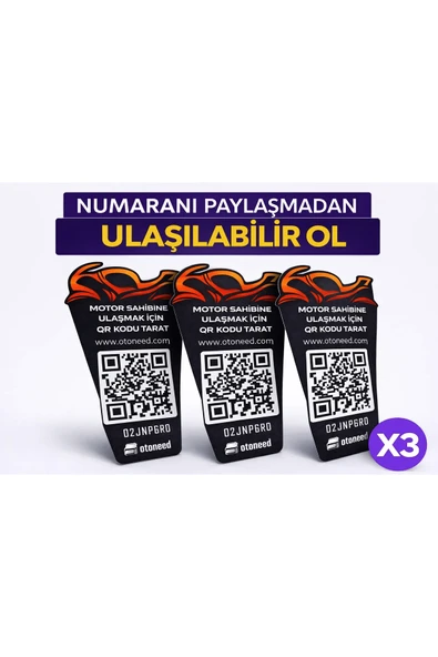 QR Kodlu Motosiklet Etiketi Motor Sahibi İletişim Etiketi Telefon Paylaşmadan Ulaşılabilir Ol 3'lü ürün görseli 1