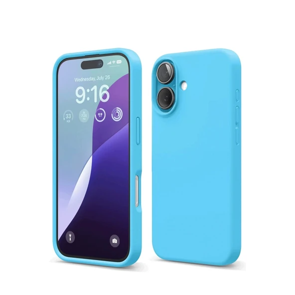 Apple İphone 16 Kılıf Nano İçi Kadife Silikon - Mavi ürün görseli 1