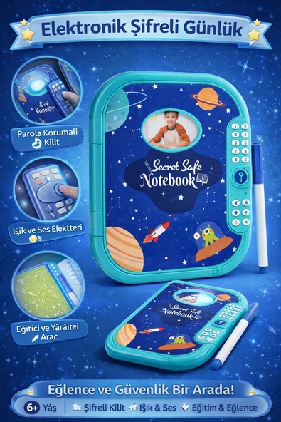 Elektronik Şifreli Günlük ve Eğitici Tablet Eğlence Güvenlik ve Öğrenme Bir Arada ürün görseli 1