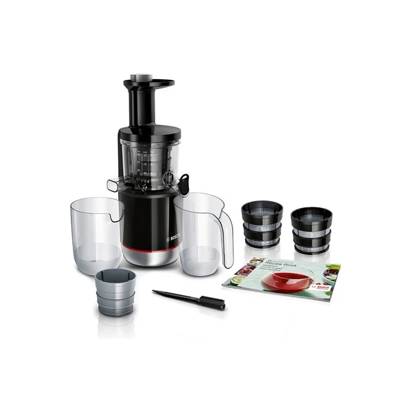 Bosch MESM731M VitaExtract Yavaş Sıkım Katı Meyve Sıkacağı, VitaExtract, 150 W, Siyah, Fırçalanmış paslanmaz çelik ürün görseli 1