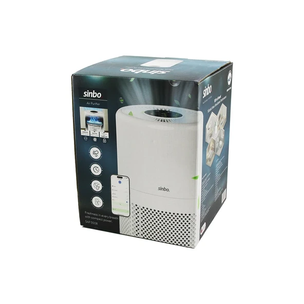 HAVA TEMİZLEME CİHAZI BEYAZ 3 KADEME FİLTRELEME OTOMATİK FAN UV AYDINLATMA SESSİZ UYKU MOD WİFİ UZAKTAN KONTROL SAP-5508 (5433) ürün görseli 1