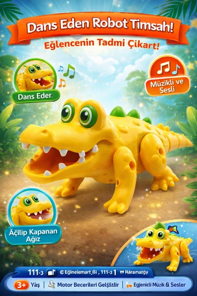 Dans Eden Robot Timsah Eğlence Hareket ve Kahkaha Bir Arada Dansçı Crocodile ürün görseli 1