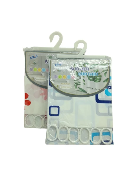 ÇİF KANAT PVC BANYO PERDESİ 2  PARÇA  X 90X180CM - 12 HALKALI (5433) ürün görseli 1
