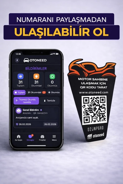 QR Kodlu Motosiklet Etiketi Motor Sahibi İletişim Etiketi Telefon Paylaşmadan Ulaşılabilir Ol ürün görseli 1