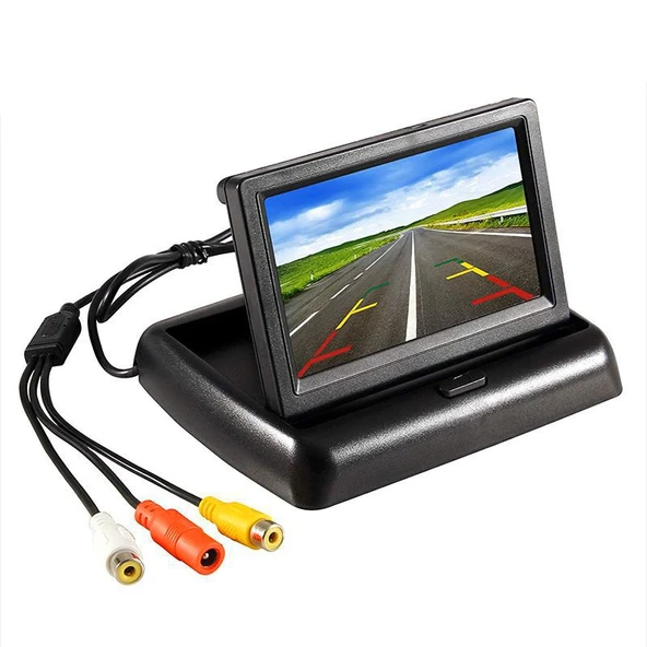 Araç Geri Görüş Monitörü 4.3'' HD TFT LCD Katlanabilir Ekran Gece Görüş Destekli AV Girişli Park Kamerası Monitörü 12V Uyumlu ürün görseli 1