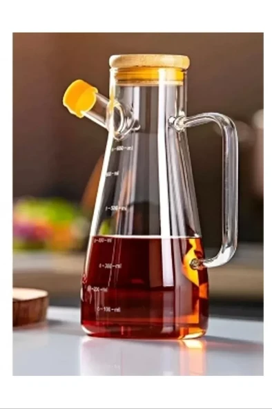 Salkım 900 Ml Bambu Kapaklı Cam Yağdanlık Royaleks-CLKN-1800 ürün görseli 1