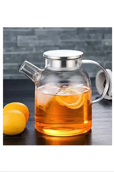 Çelik Kapaklı Borosilikat Uzun Cam Demlik 1800 Ml Royaleks-CM-2003 ürün görseli 1