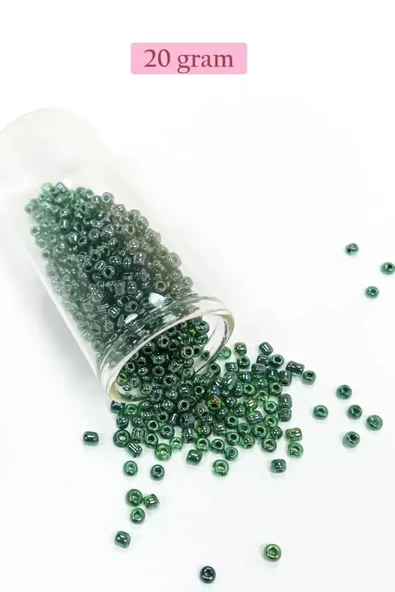 Dökme Cam Kum Boncuk (8/0) 3 mm - 20 Gram - Parlak Yeşil - BNC162 ürün görseli 1