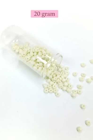 Dökme Cam Kum Boncuk Büyük Boy (6/0) 4 mm - 20 Gram - Krem - BNC071 ürün görseli 1