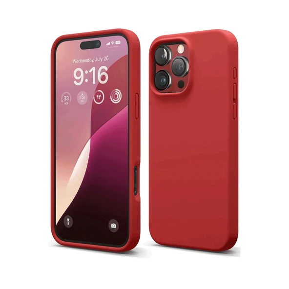 Apple İphone 16 Pro Max Kılıf Nano İçi Kadife Silikon - Kırmızı ürün görseli 1
